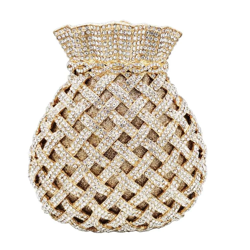 Fashion Yellow Crystal Evening Bags Party Purse Pouch Designer Bridal Wedding Clutch Bags Women Prom Handbags SM43