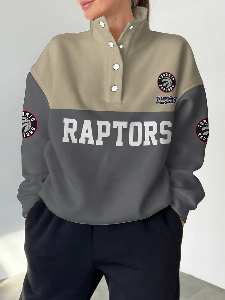 Toronto Raptors 2025 New Design Casual Snap Mockneck Pullover