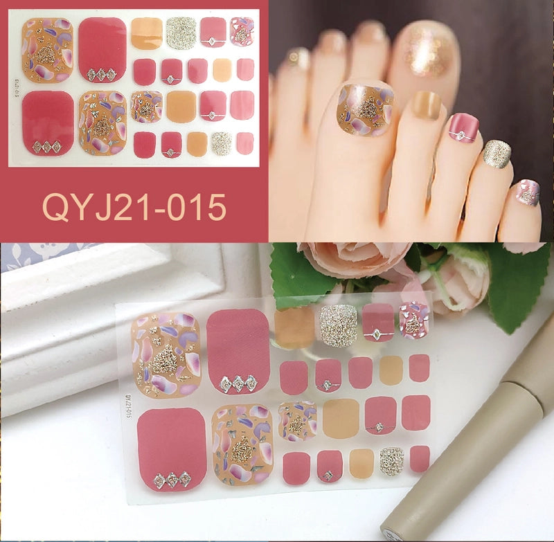 Explosions Foot Nail Stickers Summer Toenail Stickers Bronzing Imitation Diamond Nail Stickers Waterproof Foot Stickers