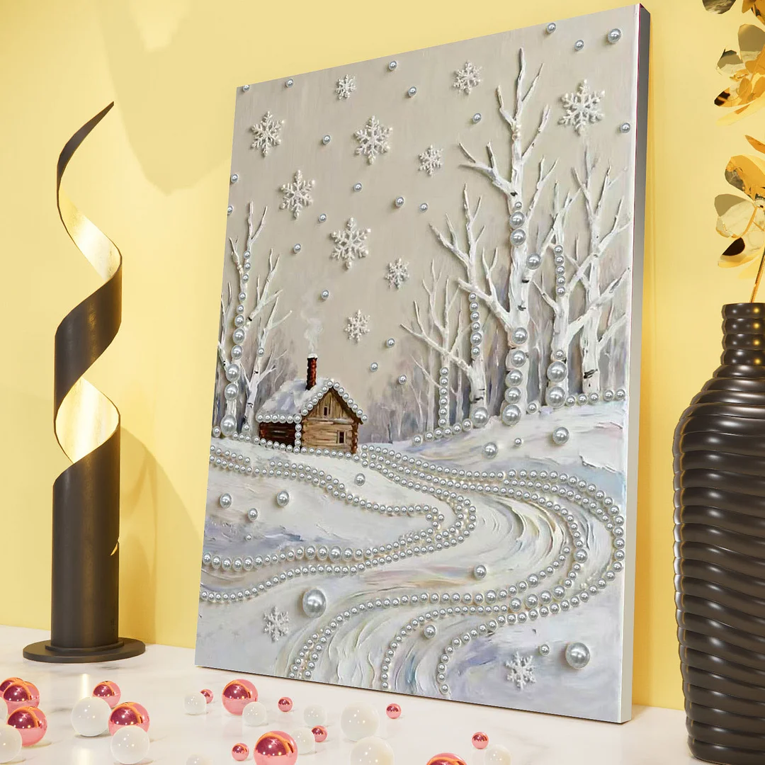 Snowy Field DIY Pearl Diamond Art Kits for Adults Home Decor With Frame 30x40cm