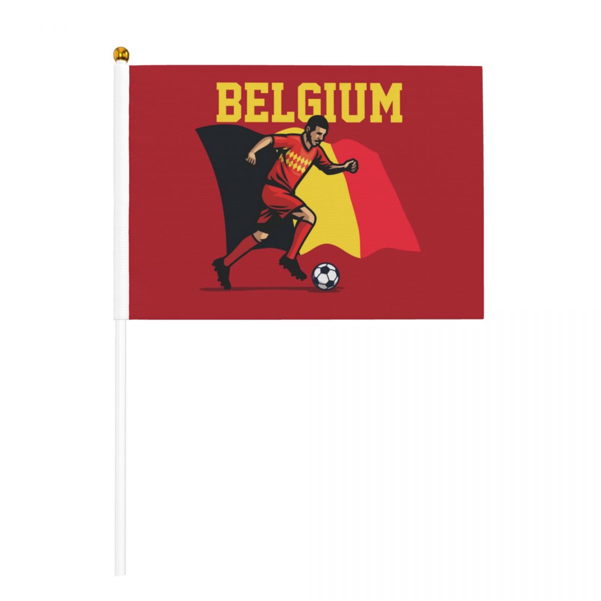 Belgium Soccer Player Small Stick Mini Hand Held Flags