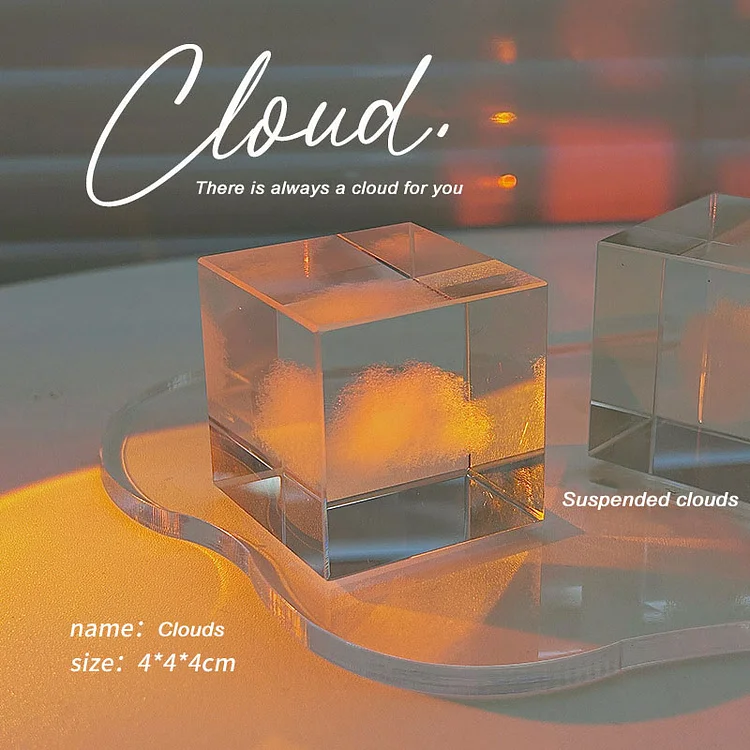 Journalsay Adopt a cloud crystal ornaments transparent microsculpture square ornaments desktop decorative ornaments
