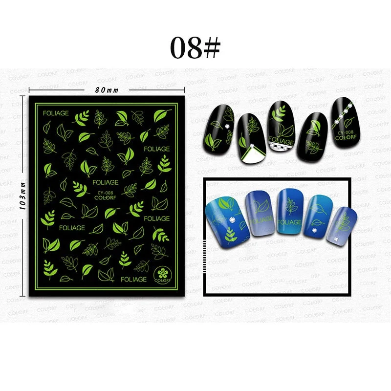 1 Sheet 3D Halloween Nail Sticker Christmas Skull Bone Snake Butterfly Maple Leaf Pattern Decals Manicures 3D Nail Decorations