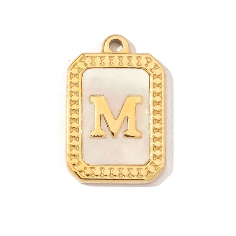 A Pack Of 3 201 Stainless Steel Shell 18K Gold Plated Letter Polished Pendant