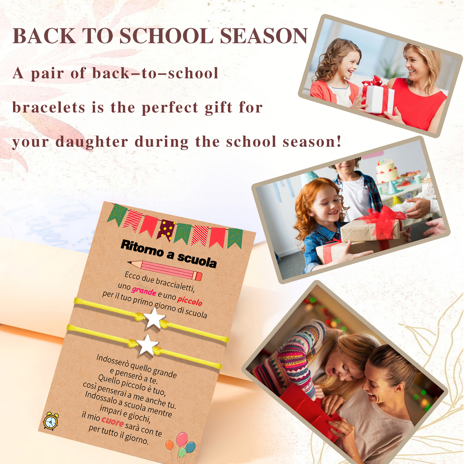 2PCS Braccialetto stella regorabile regalo per bambina con carta