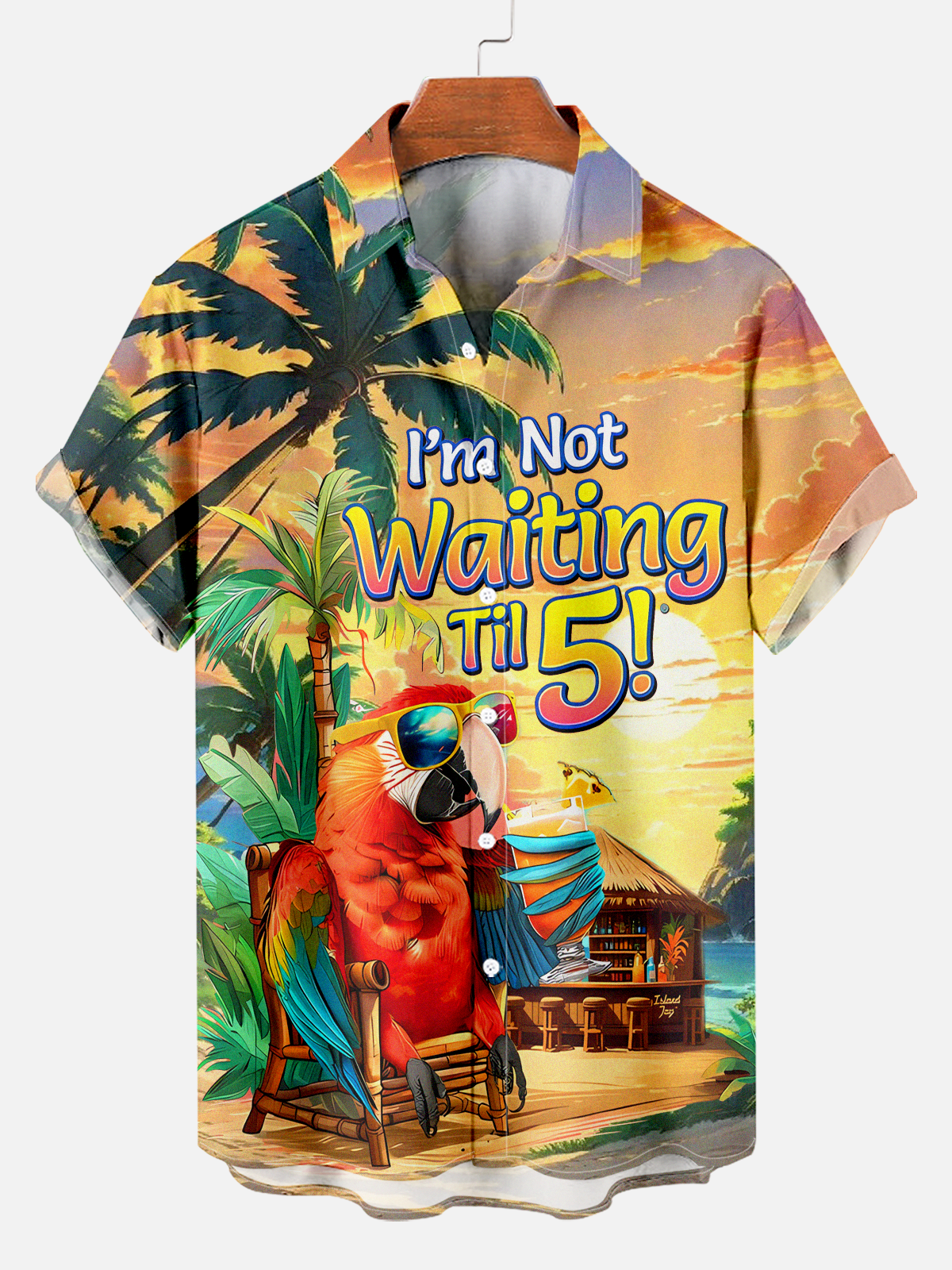 Men's Hawaii Vacation Cartoon Tequila Print Shirt PLUSCLOTHESMAN