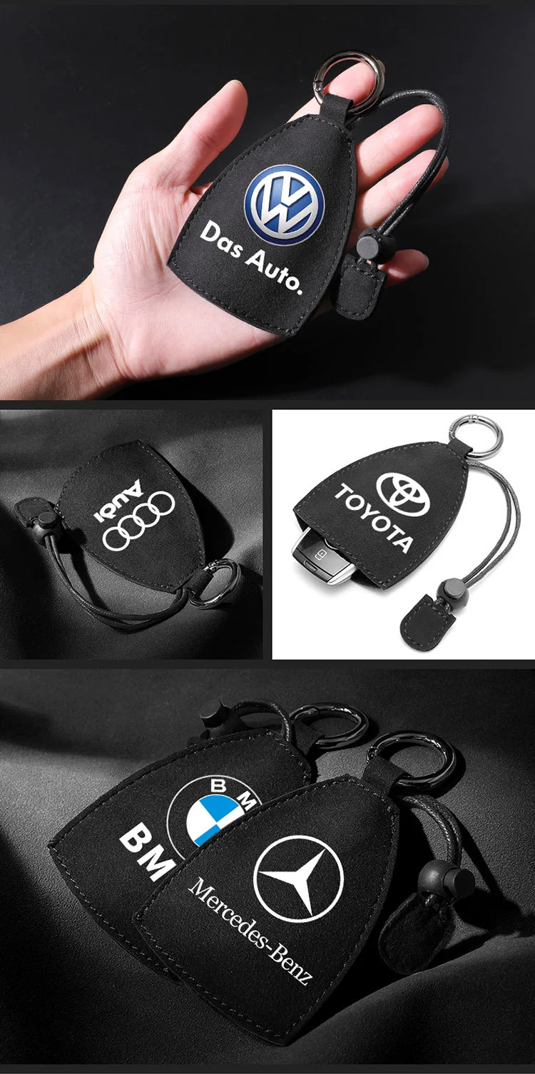 Car logo universal suede car key protective cover