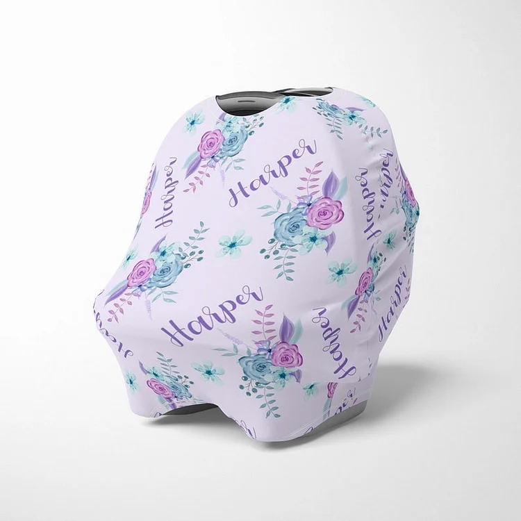 Personalized Baby Lavender Floral Car Seat Canopy| Canopyl98