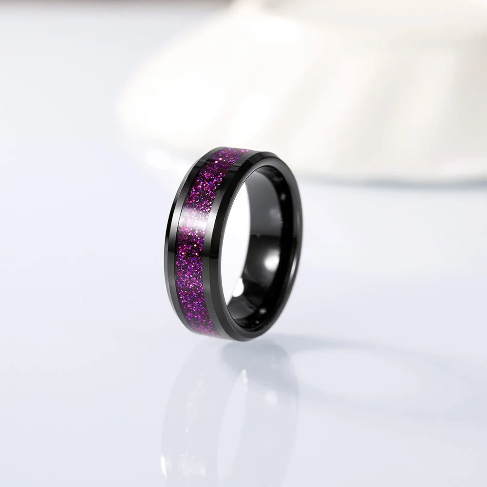 8mm Multiple Colors Sandstone Inlay Tungsten Carbide Men's Wedding Bands