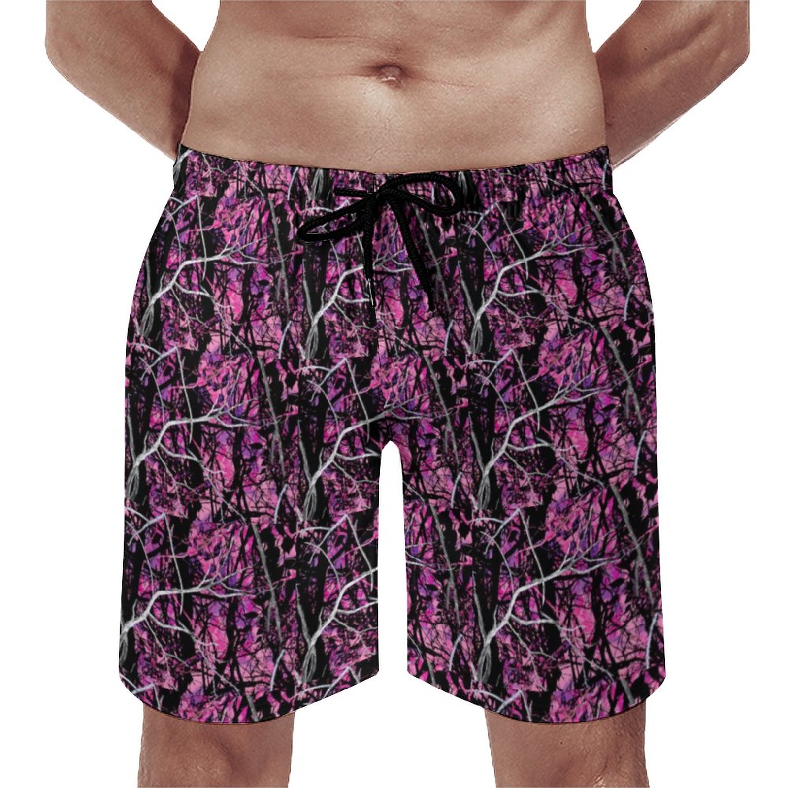 Muddy Girl Class Camouflage Elegant Men's Swim Trunks Summer Board Shorts Quick Dry Beach Short with Pockets