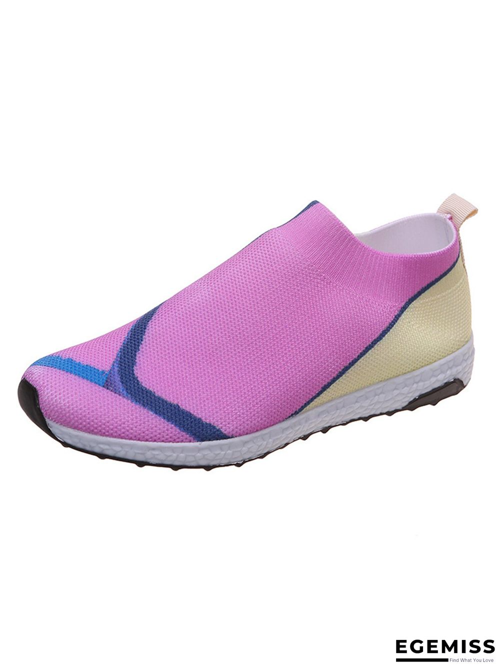 Thick Sole Color Blocking Fly Woven Mesh Slip-On Sneakers Lazy Casual Shoes | EGEMISS