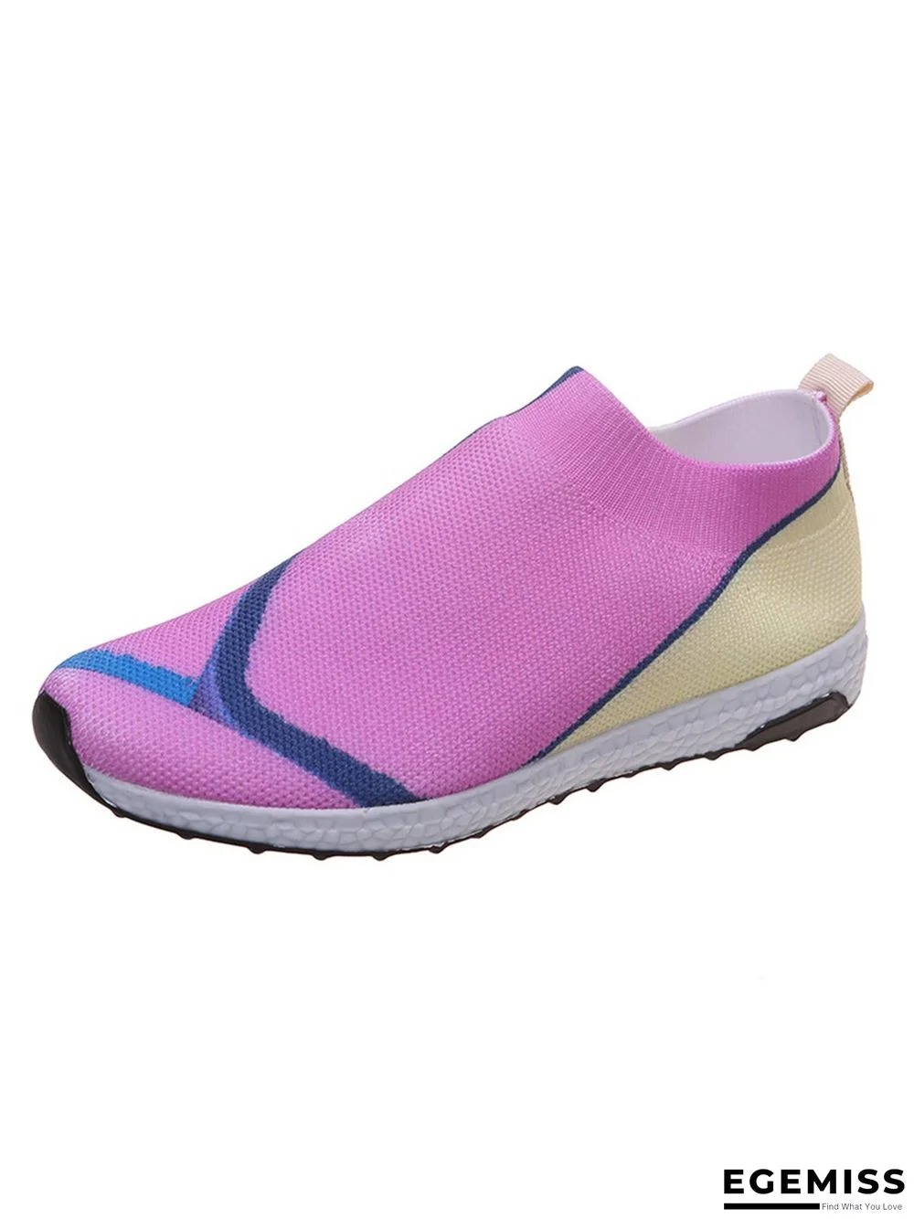 Thick Sole Color Blocking Fly Woven Mesh Slip-On Sneakers Lazy Casual Shoes | EGEMISS