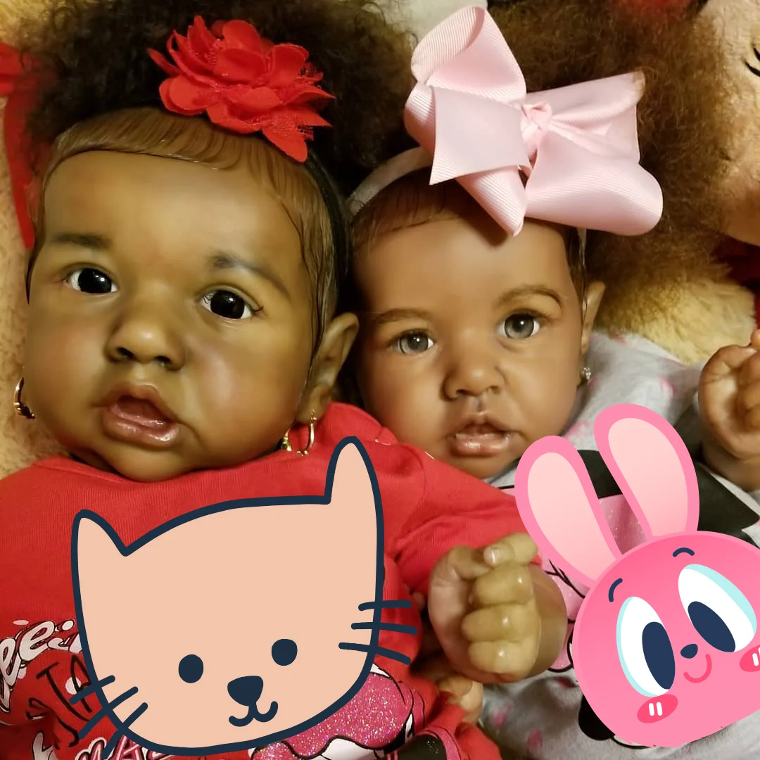 20" Silicone Vinyl Reborn Twins Girls Black Reborn Toddler Baby Doll Samantha & Emery With Heartbeat💖 & Sound🔊 -Creativegiftss® - [product_tag] RSAJ-Creativegiftss®
