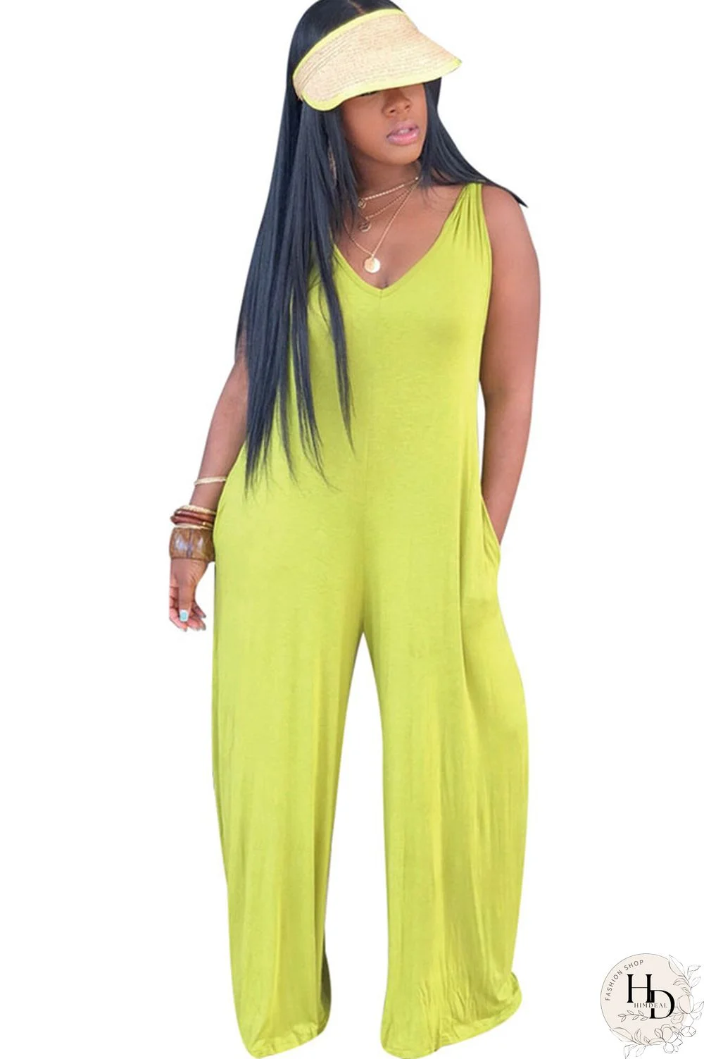 Yellow Sexy Fashion Patchwork Solid Polyester Sleeveless Slip