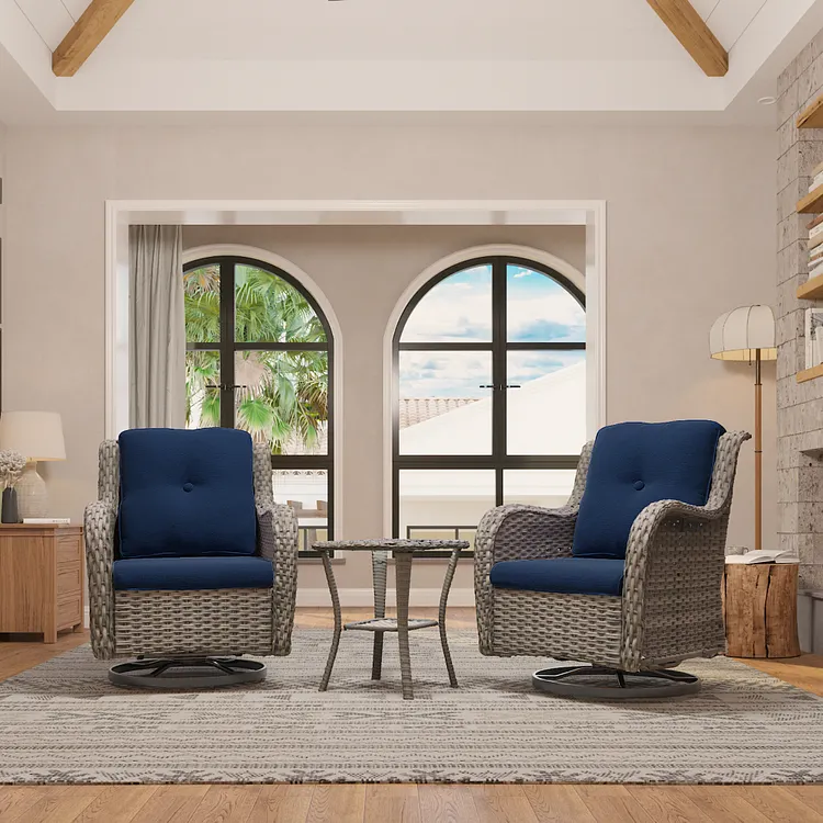 Outdoor Wicker Furniture Conversation Set, 3-Piece | JOYSIDE