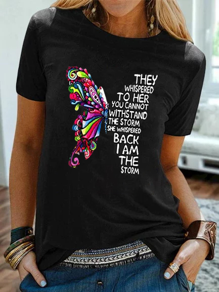 Crew Neck Casual Printed Short Sleeve Shirts & Tops