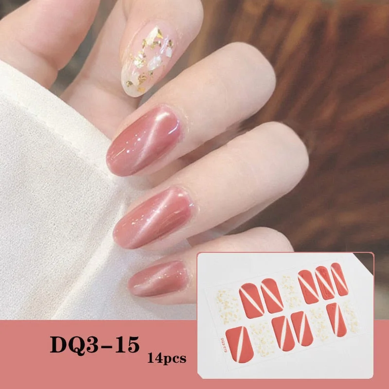 New Designs Full Cover Nail Stickers Fashion Flowers Nail Sticker Set Self Adhesive Manicure Decoracion Nail Strips-Nail Inspo