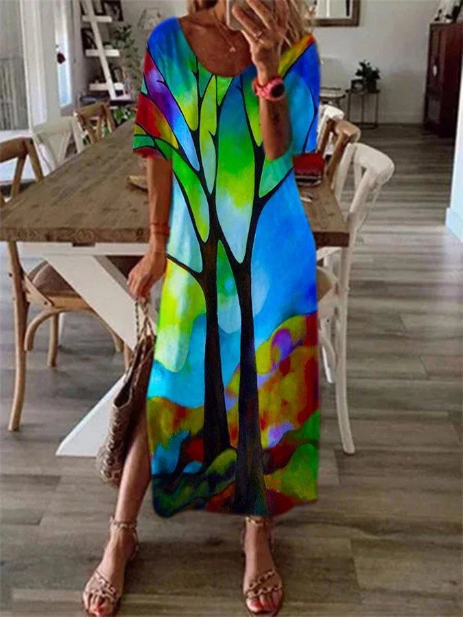 Dress Blue Half Casual Sleeve