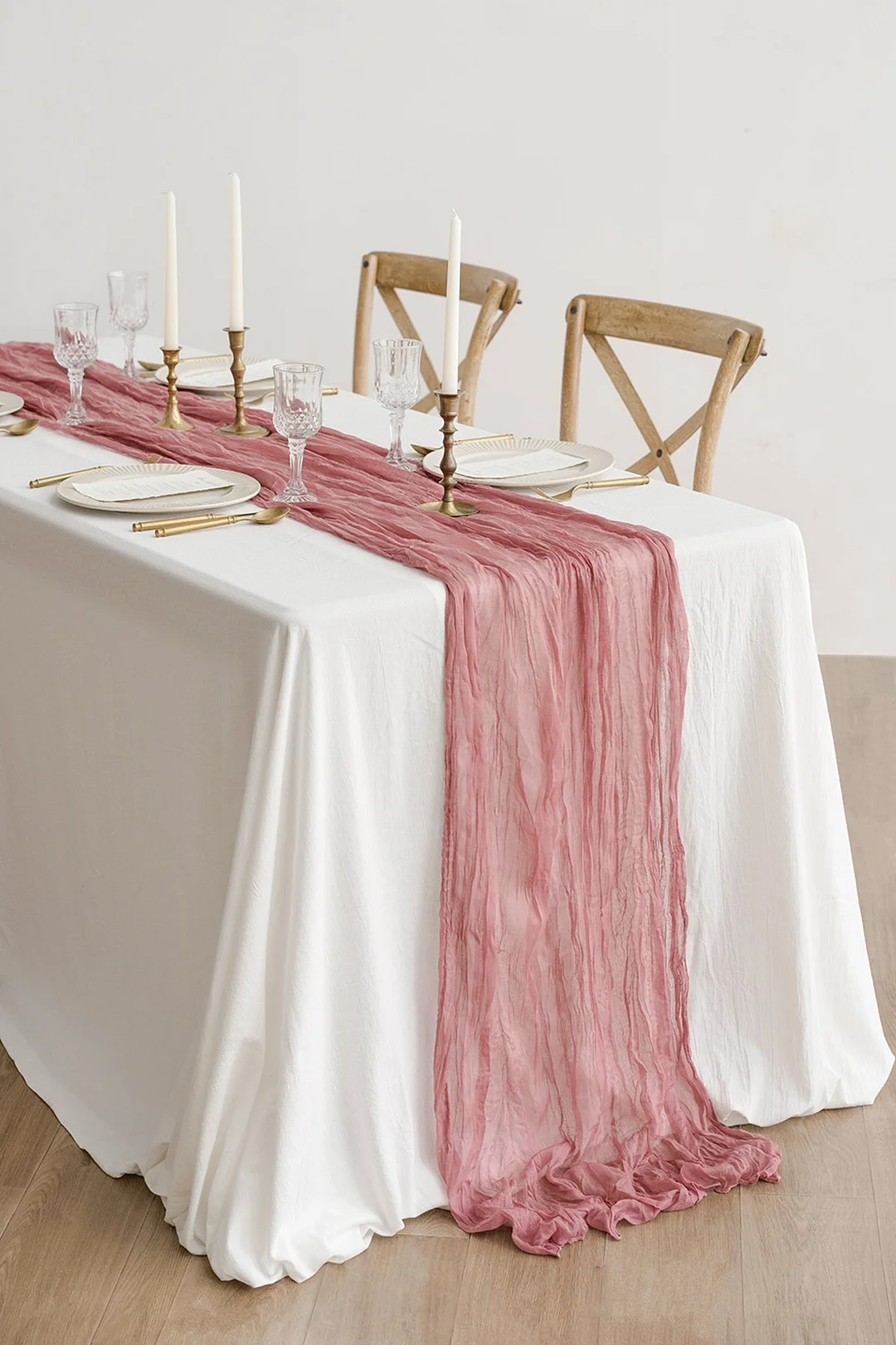 Rustic Gauze Cheesecloth Table Runner 35" w x 10ft/14ft - 15 colors