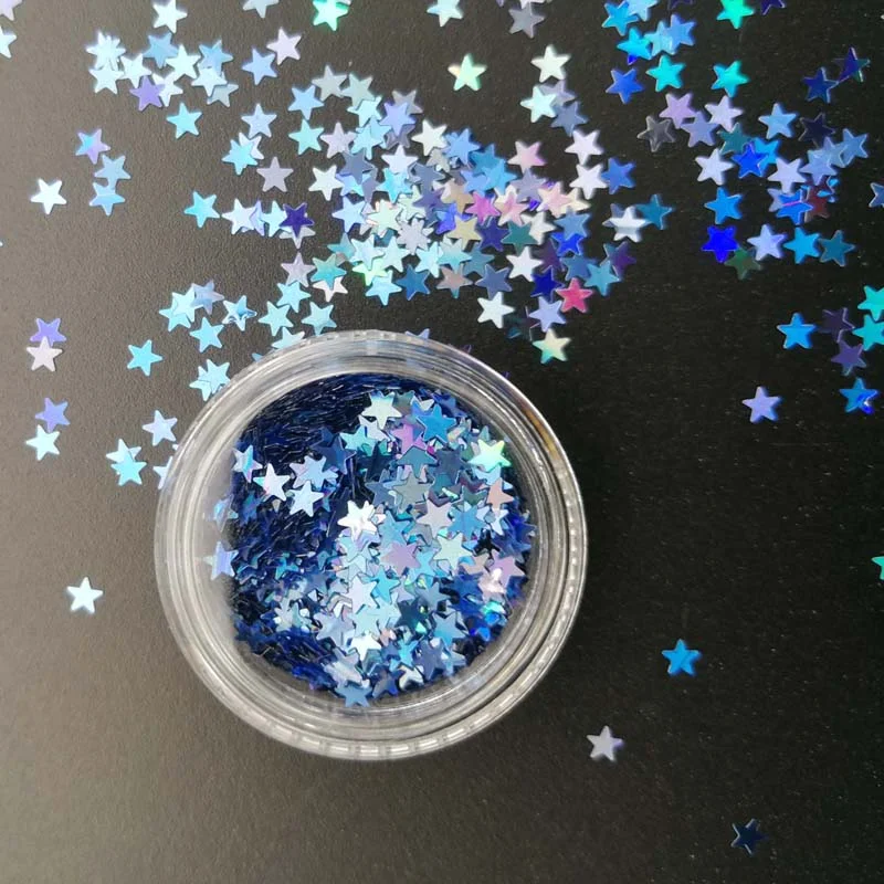 3mm Sequins DIY Flat Five-pointed Star Moon Sequin Paillettes Sewing Craft DIY Laser Silver Nail Sequin Accessories Decorations
