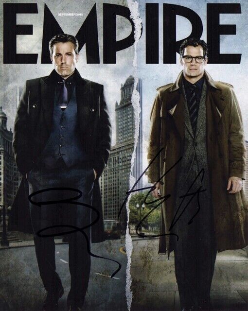 Ben Affleck and Henry Cavill Signed Batman v Superman Dawn of Justice 8x10 Photo Poster painting