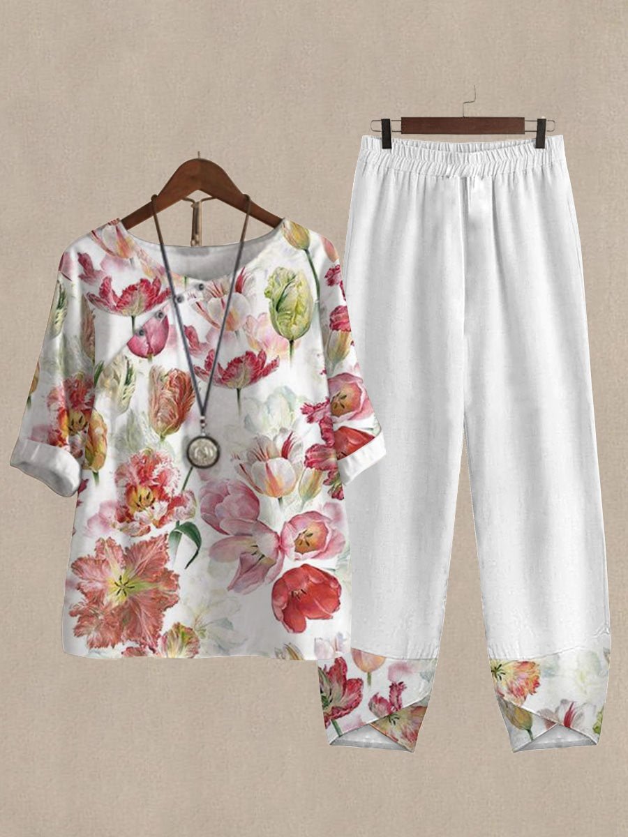 Variety Of Pretty Floral Print Casual Two-piece Suits