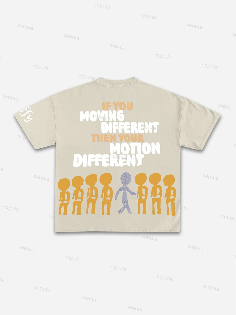 Vintage Motion Different Graphic 100% Cotton Short Sleeve T-Shirt