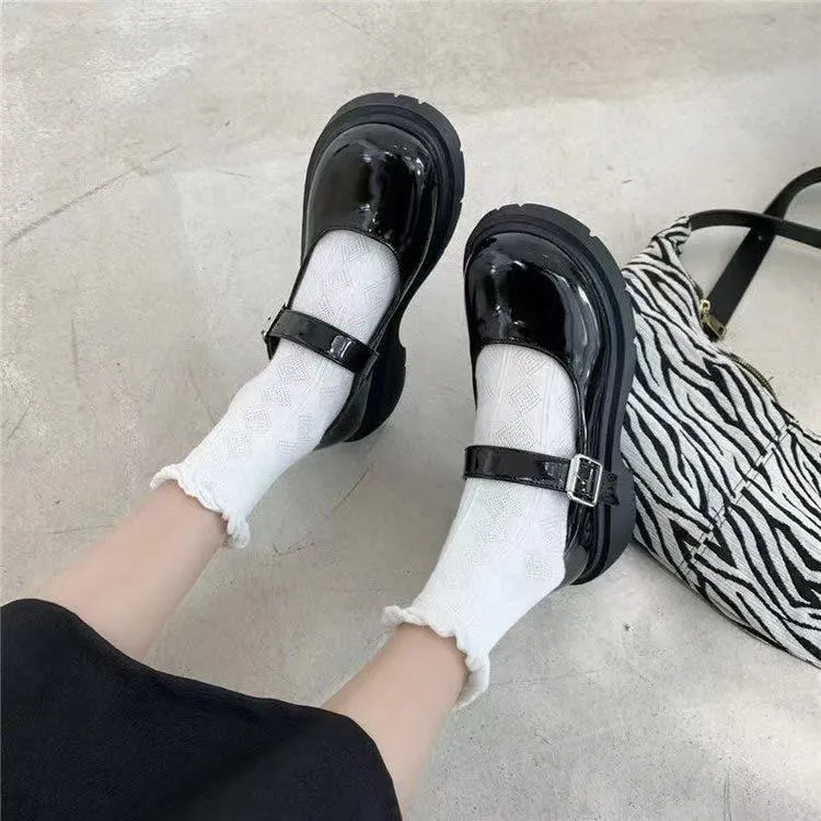 Breakj Breakj Jane Small Leather Shoes Retro Thick Soles Of High-Lefford Shoes 2025 New Casual Fashion Match Niche Women's Shoes