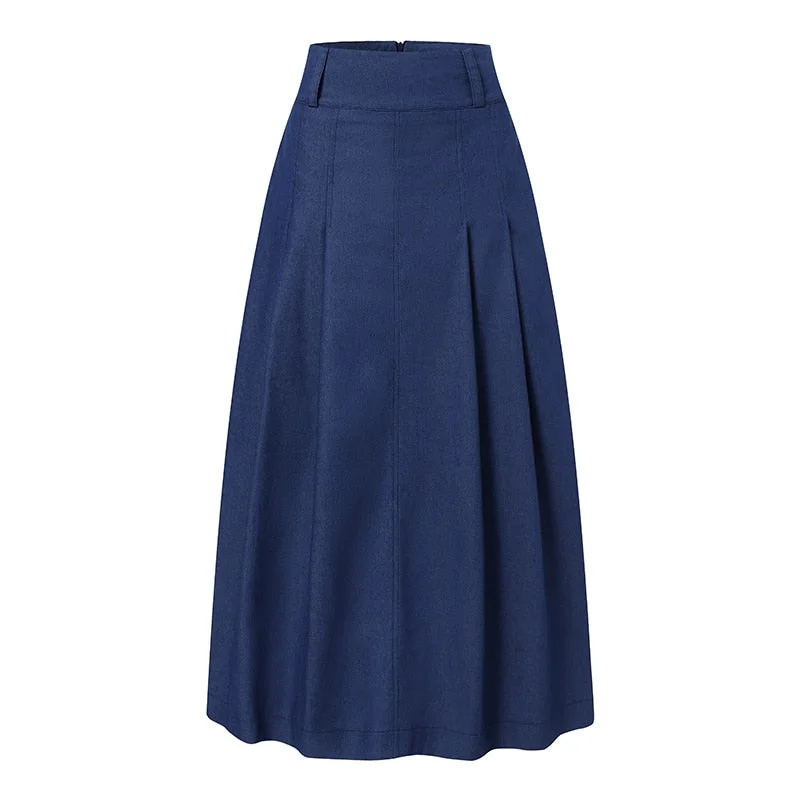 Oversize Summer Denim Blue Long Skirts ZANZEA Women Vintage High Waist Skirt Faldas Saia Femme Robe Solid Maxi Vestido Jupe