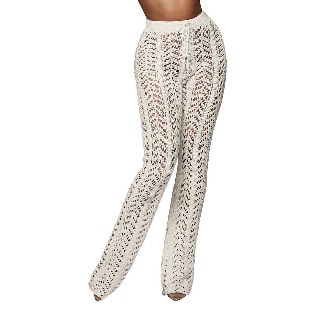 Women's Hollow Knitted Trousers Crocheted Beach Pants Bottom