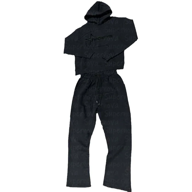 Uveng Uveng Vintage Popular Logo Letter Print Loose Hoodie Y2K Hip Hop Street Dress Men And Women's Jumper Casual Top