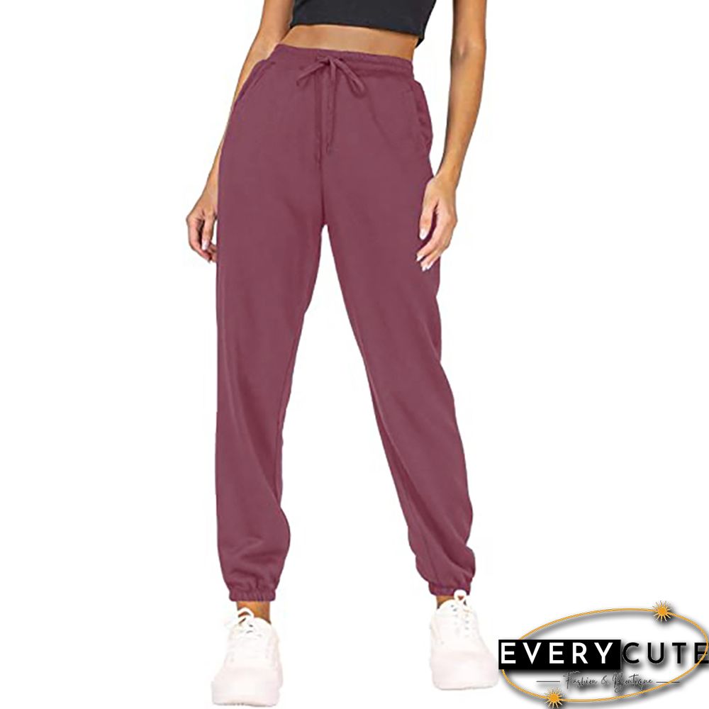 Purple Red Loose Sports Running Pants