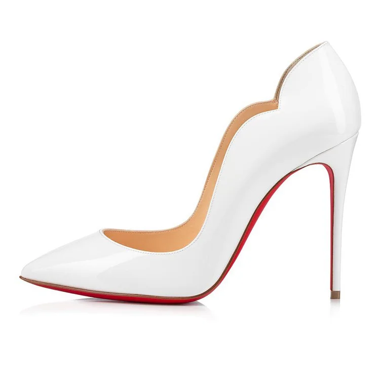 Women Fashion Pointed Toe White Heel Pumps Sexy Slip On Stiletto Party Shoes VOCOSI VOCOSI