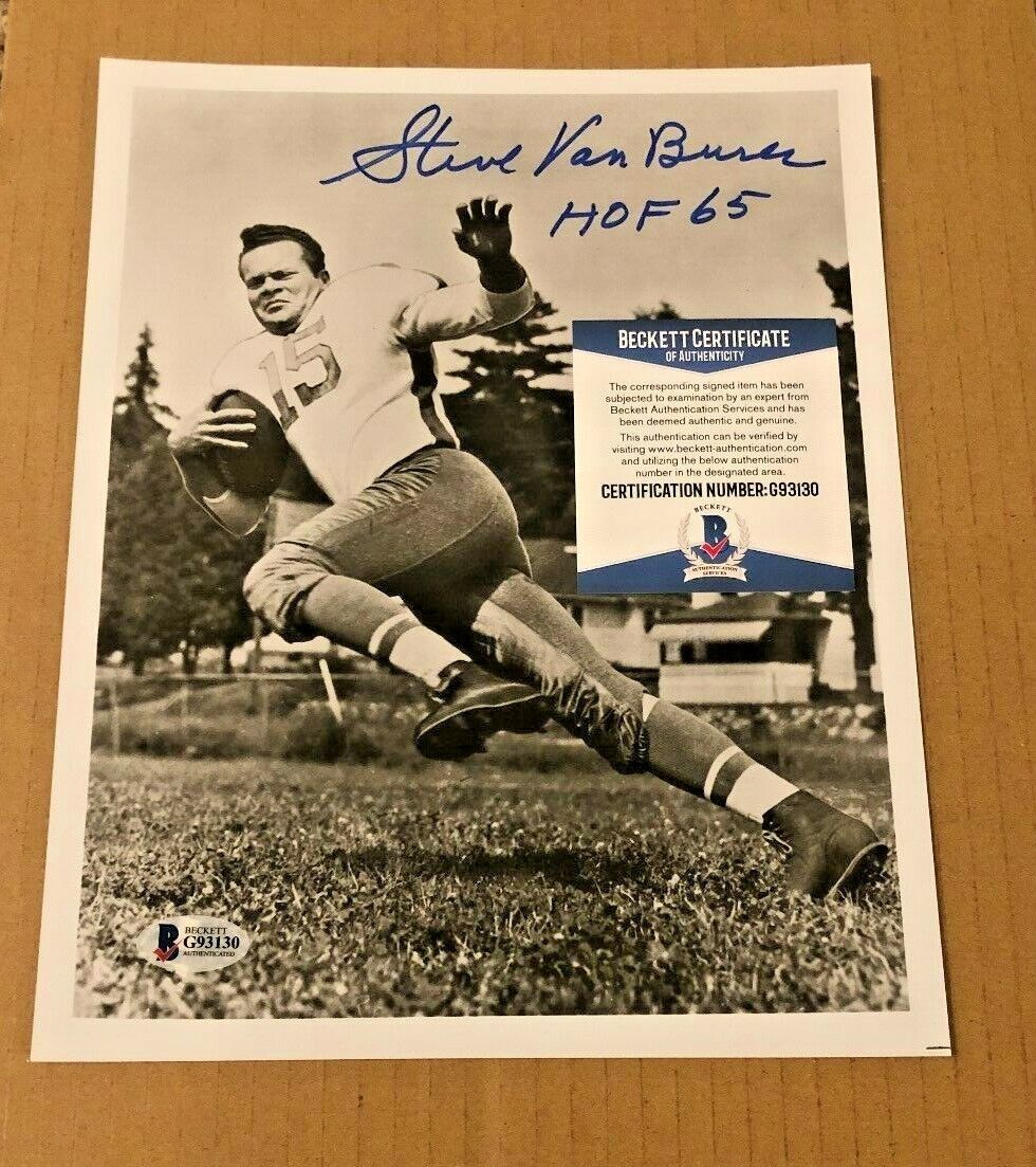 STEVE VAN BUREN SIGNED 8X10 PHILADELPHIA EAGLES Photo Poster painting W/HOF65 BECKETT CERTIFIED