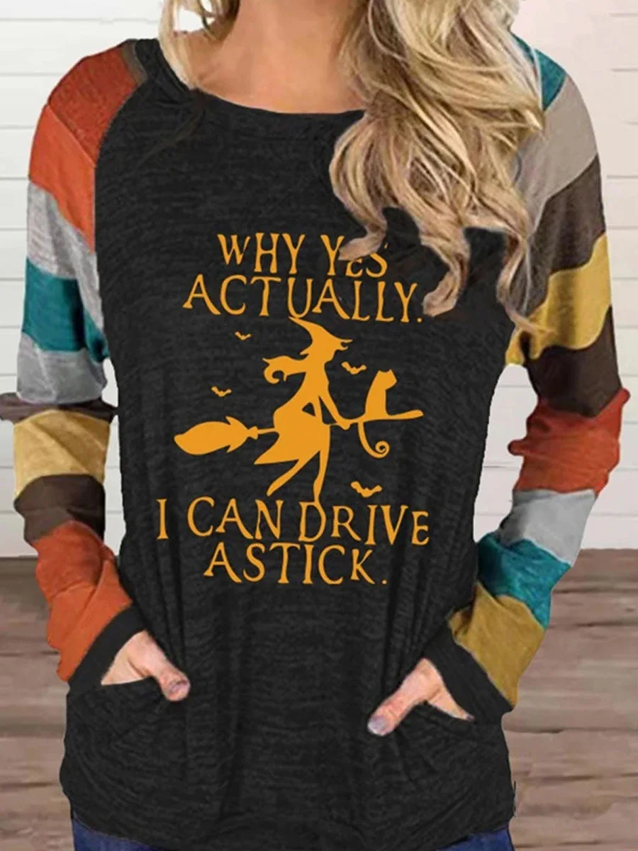 Why Yes Actually I Can Drive A Stick Halloween Color Block T-shirt
