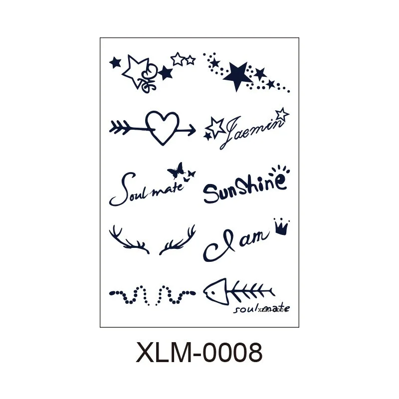 Waterproof Temporary Tattoo Sticker skull bull Cross English Letters Tatoo Fake Tatto