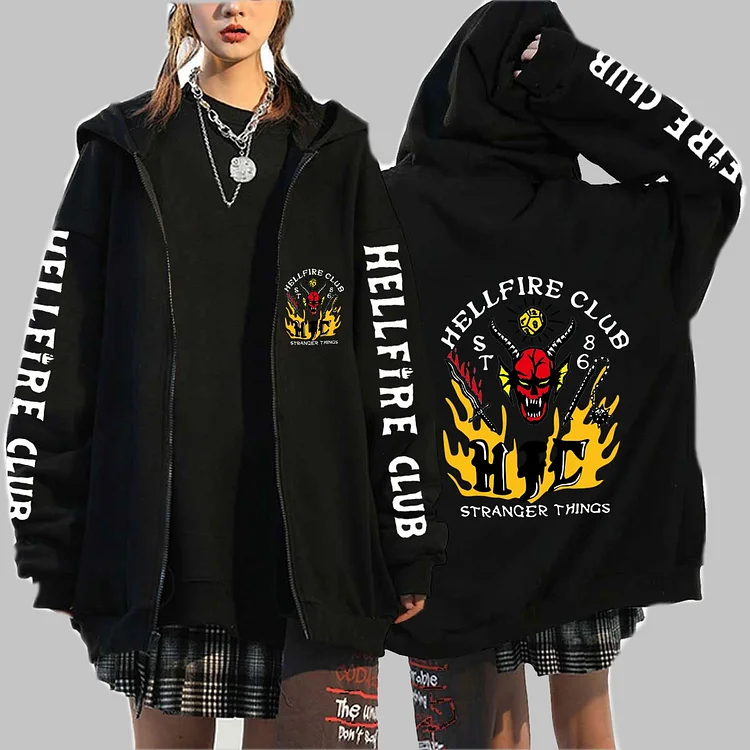  Stranger Things Season 4 zipper Hoodie Graphic Sweatshirt Zip Up Hoodies 