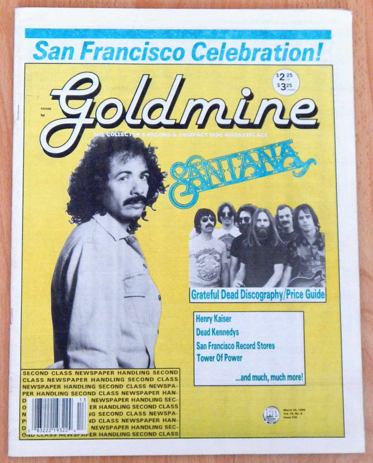 MARCH 24 1989 CARLOS SANTANA & GRATEFUL DEAD ON COVER GOLDMINE MAGAZINE + Photo Poster paintingS