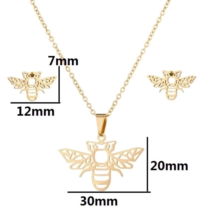 Fashion Animal Stainless Steel Plating Earrings Necklace 1 Set
