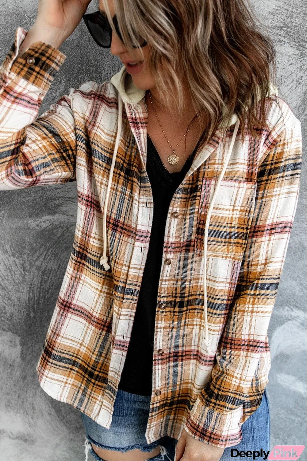 Womens Plaid Hooded Jacket