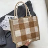 Classic Plaid Linen Daily Lunch Shopping Gift Bag
