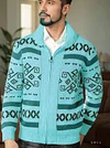 Men's Vintage Pattern Slim Fit Zipper Knitted Cardigan Sweater