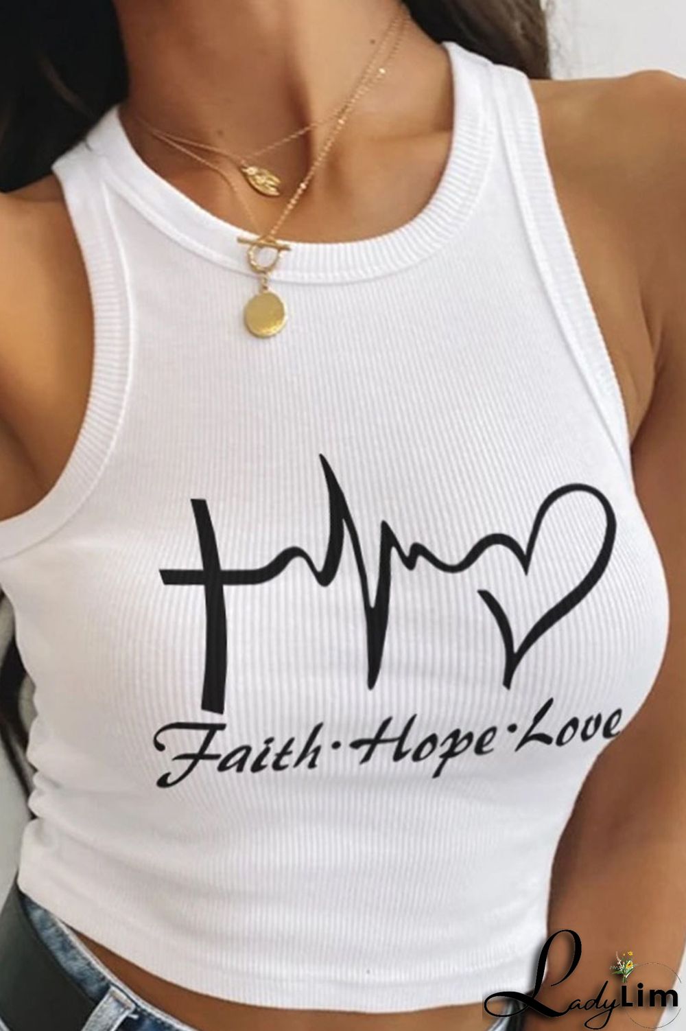 White Sexy Print Patchwork O Neck Tops