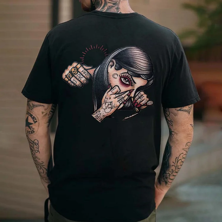 Tattoo Girl Printed Men's T-shirt