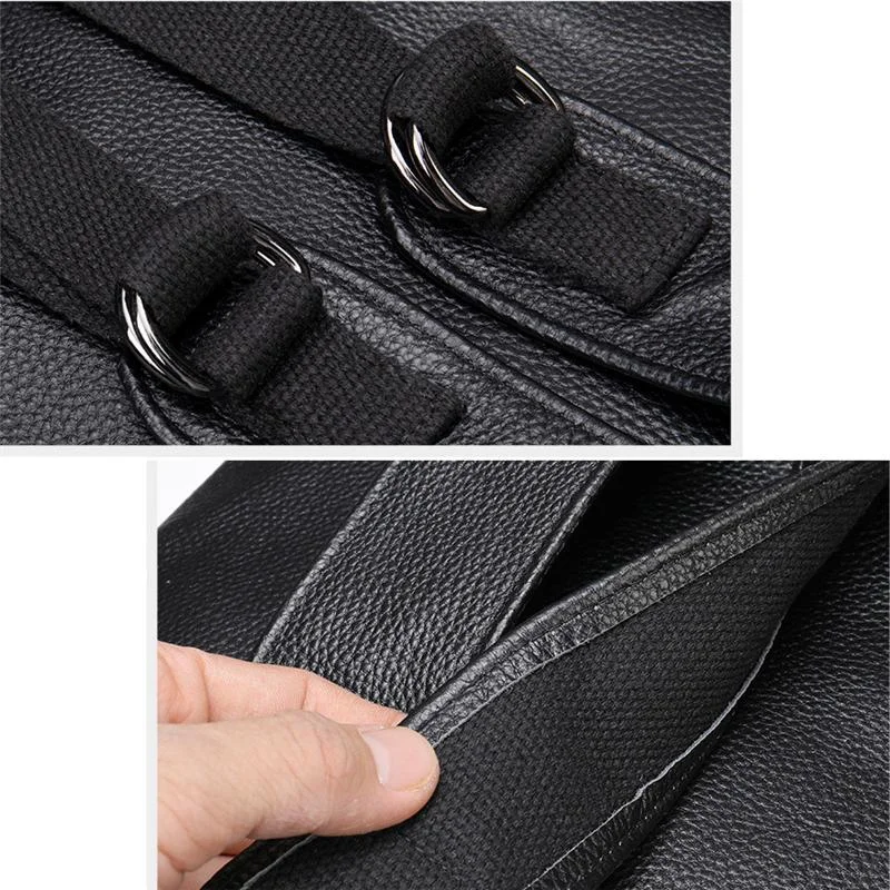 Men&rsquo;s Large Capacity Top-Handled Zip Fastening Genuine Leather Backpack