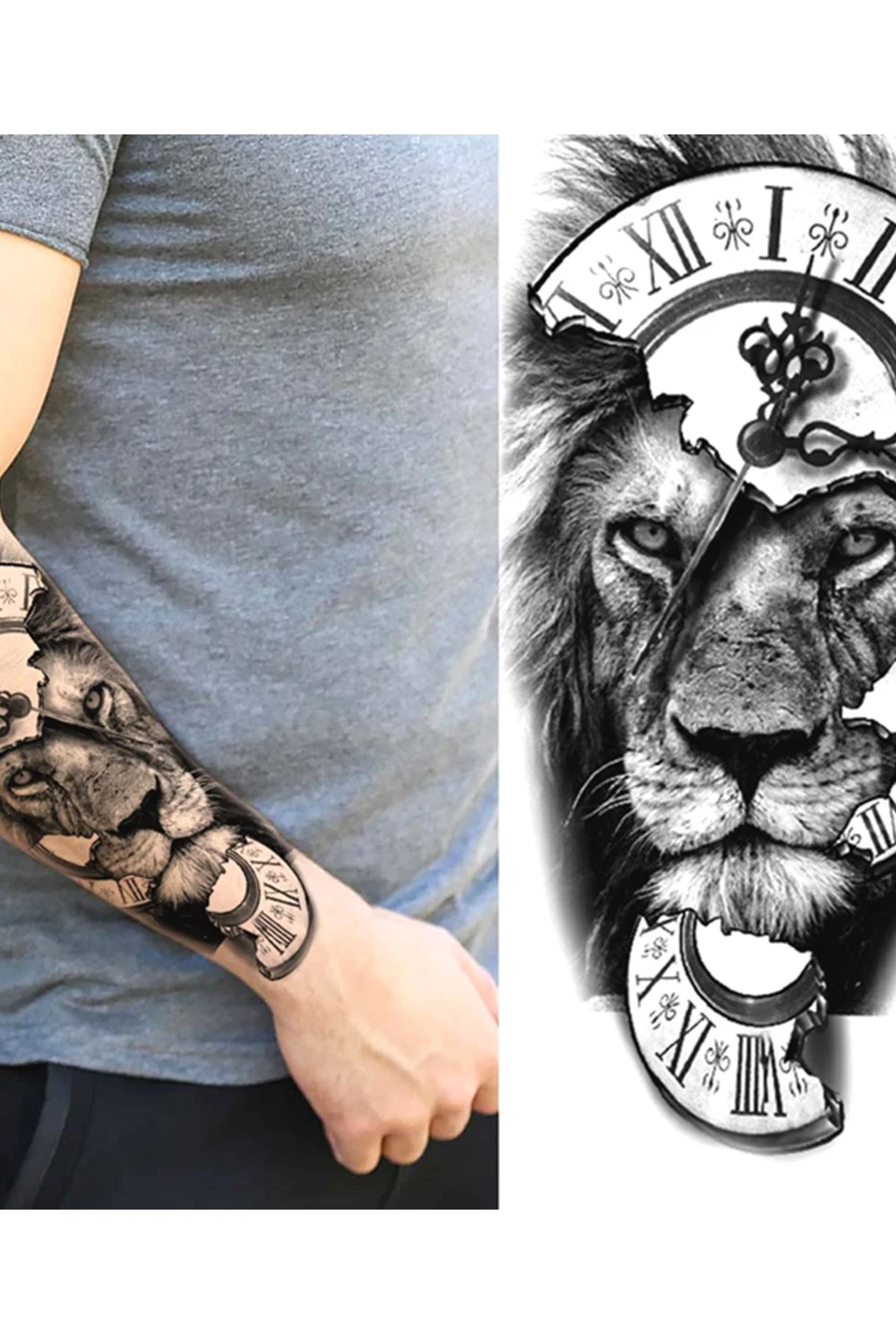  Forest Tattoo Sticker For Men Women Children Tiger Wolf Death Skull Temporary Tattoo Fake Henna Skeleton King Animal Tatoo 921-1