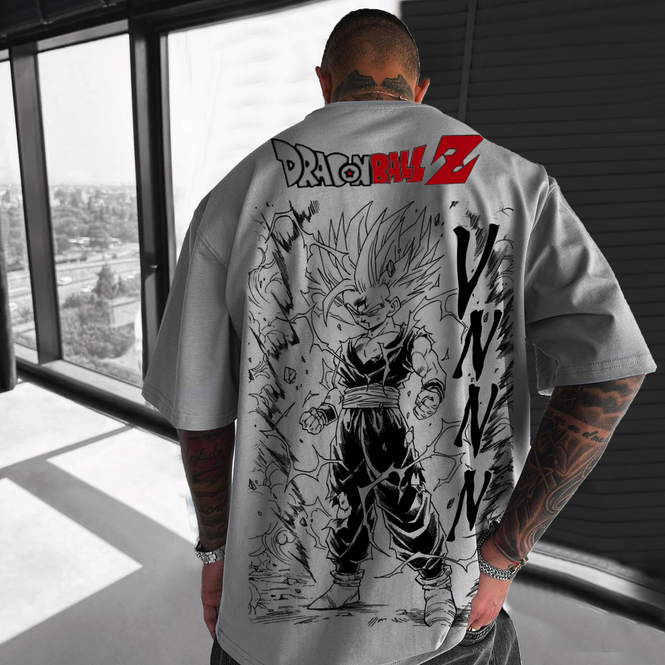 Unisex Oversized Angry Anime Print T-shirt / TECHWEAR CLUB / Techwear