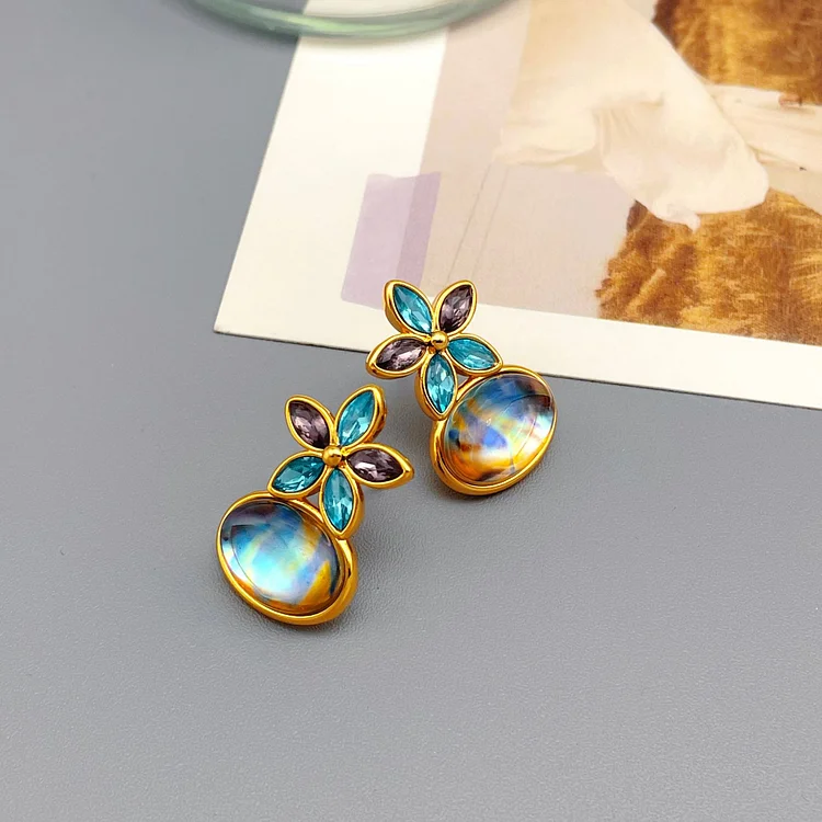 Baroque petal glass earrings