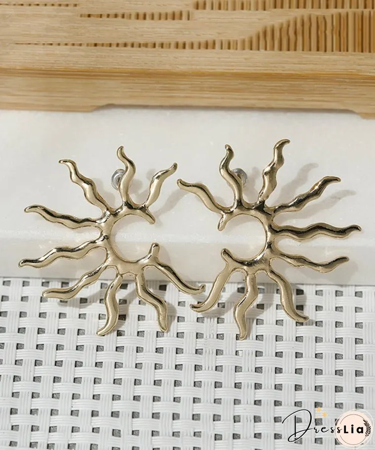 Oversize Gold Copper Alloy Sun Stud Earrings