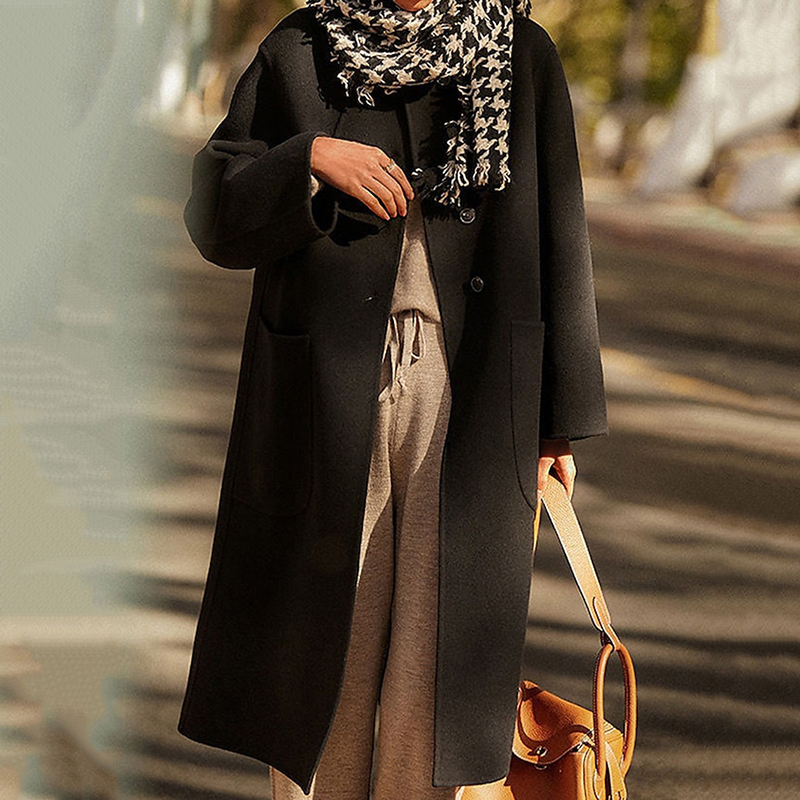 Fashionable Simple Lapel Long Sleeve Coat wearshes